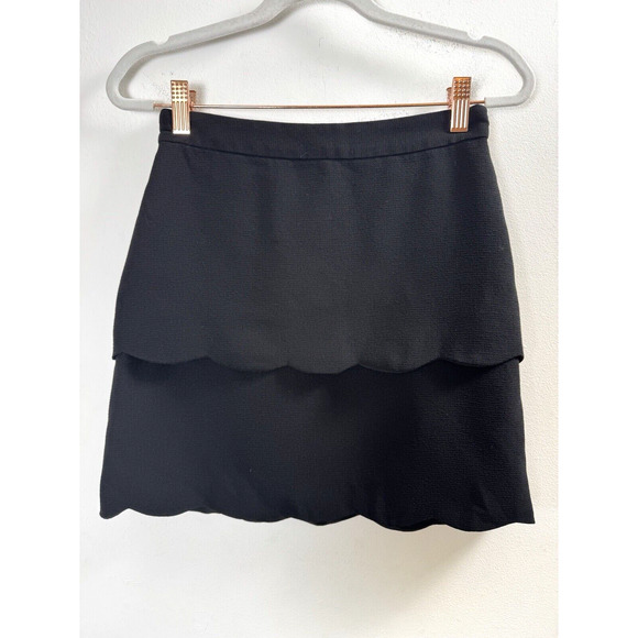 Club Monaco Scalloped Trim Mini Skirt Coquette Twee Preppy Academia Work 00 - Picture 1 of 7